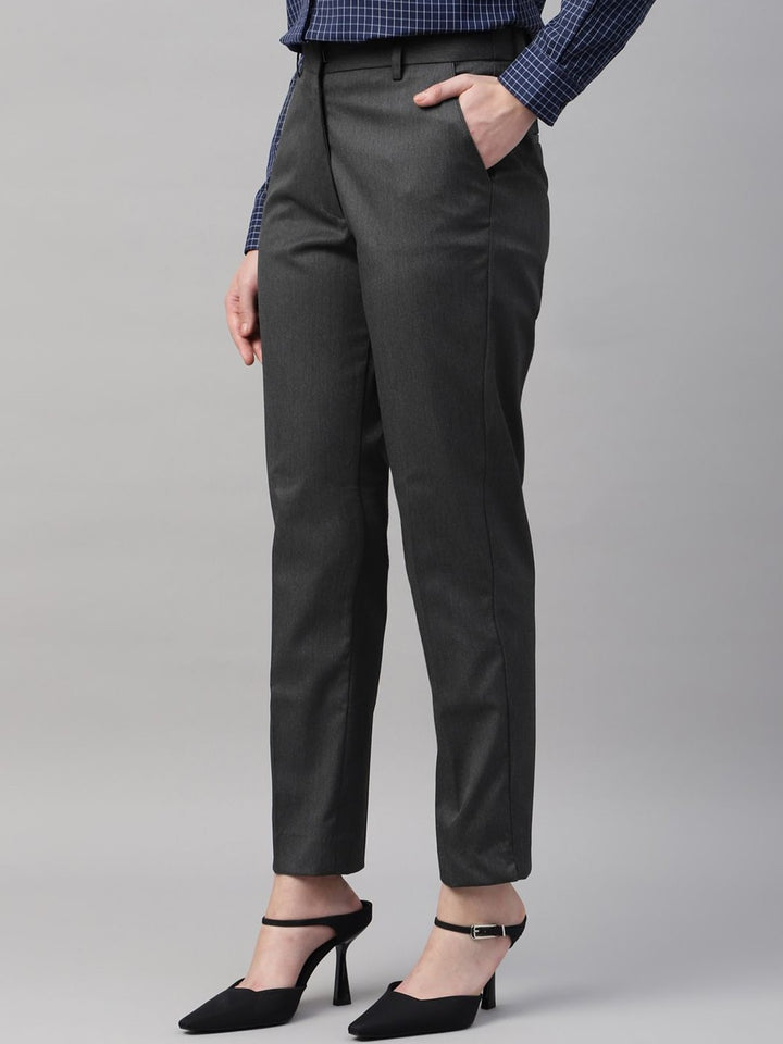 Women Dgrey Solid Polyester Viscose & Elastane Slim Fit Formal Trouser