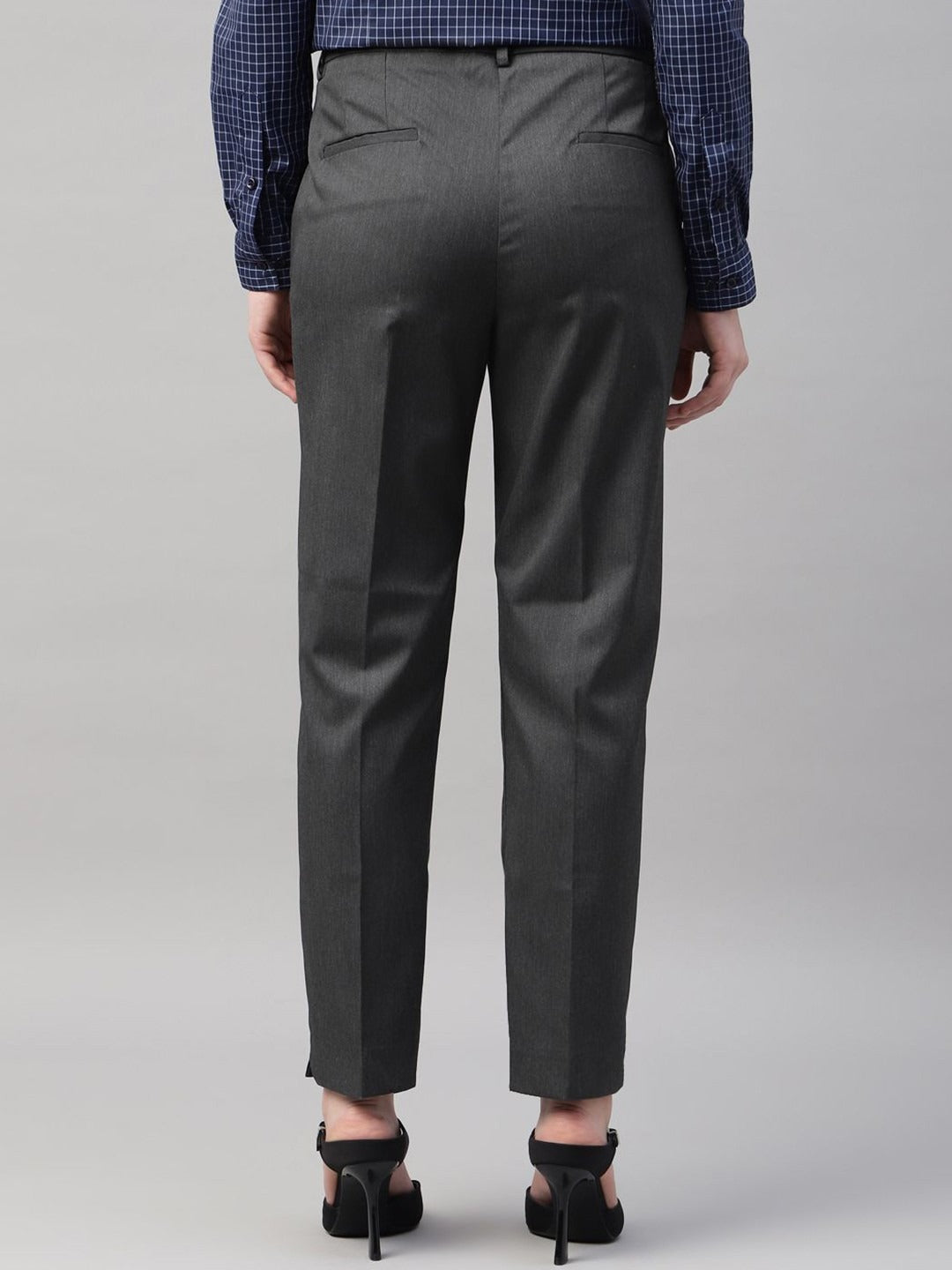Women Dgrey Solid Polyester Viscose & Elastane Slim Fit Formal Trouser