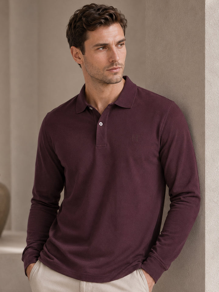 Men Burgundy Solid Pure Cotton Relaxed T-Shirt