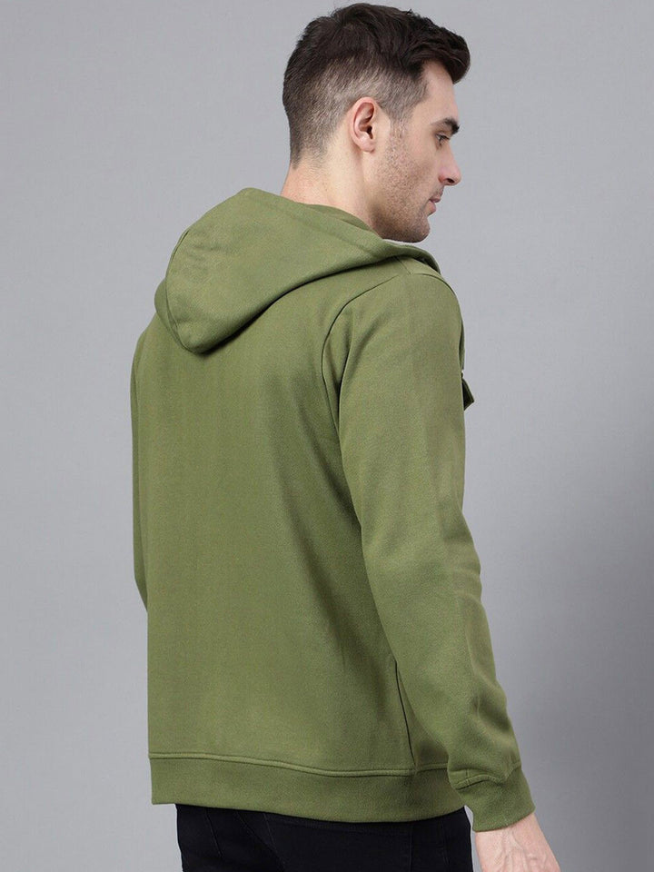 Men Olive Solid Cotton Rich Regular Fit Casual Jacket