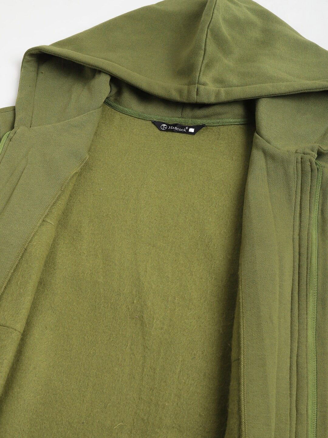 Men Olive Solid Cotton Rich Regular Fit Casual Jacket
