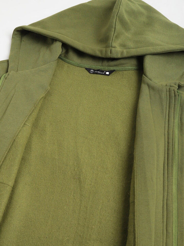 Men Olive Solid Cotton Rich Regular Fit Casual Jacket