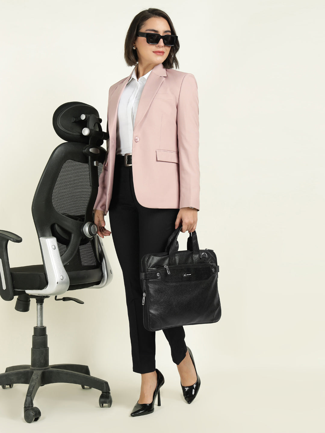 Hancock Women Dusty Pink Solid Single Breasted Formal Blazer