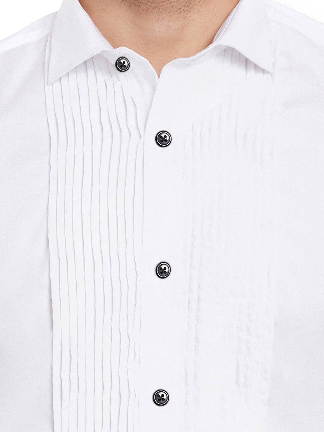 Hancock Men White Solid Pure Cotton Slim Fit Party Shirt