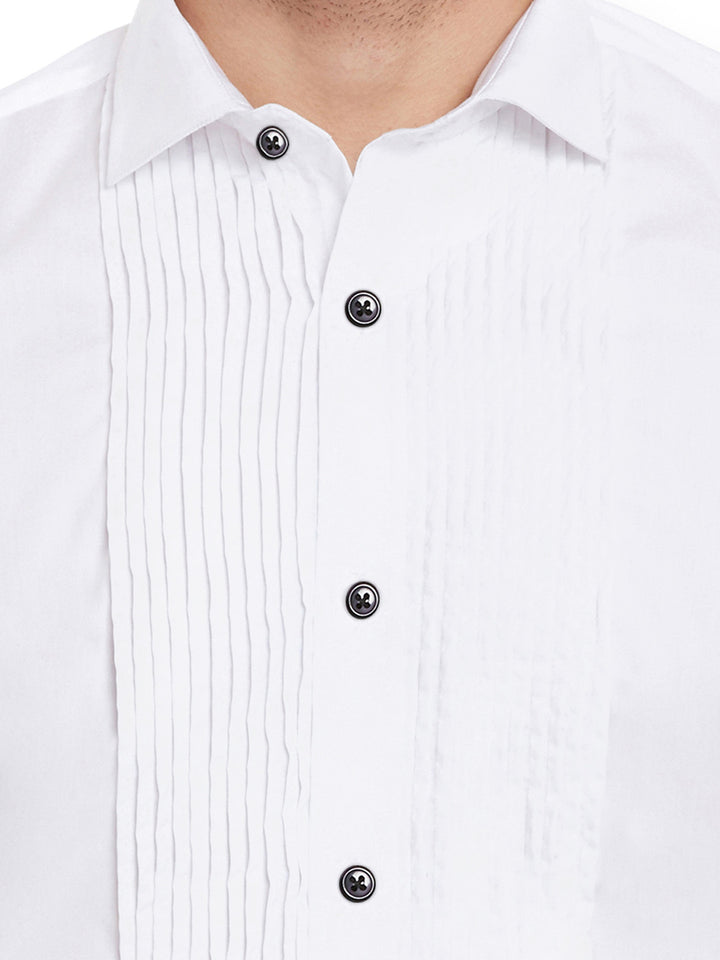 Hancock Men White Solid Pure Cotton Slim Fit Party Shirt