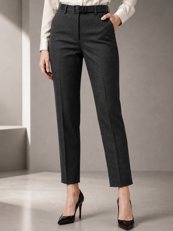 Women Dark Grey Check   Formal Trouser