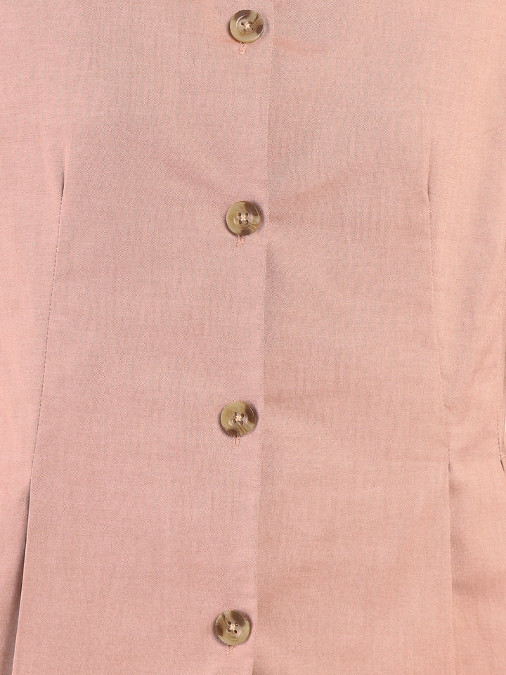 Women Coral Solid Pure Cotton Regular Fit Formal Shirt