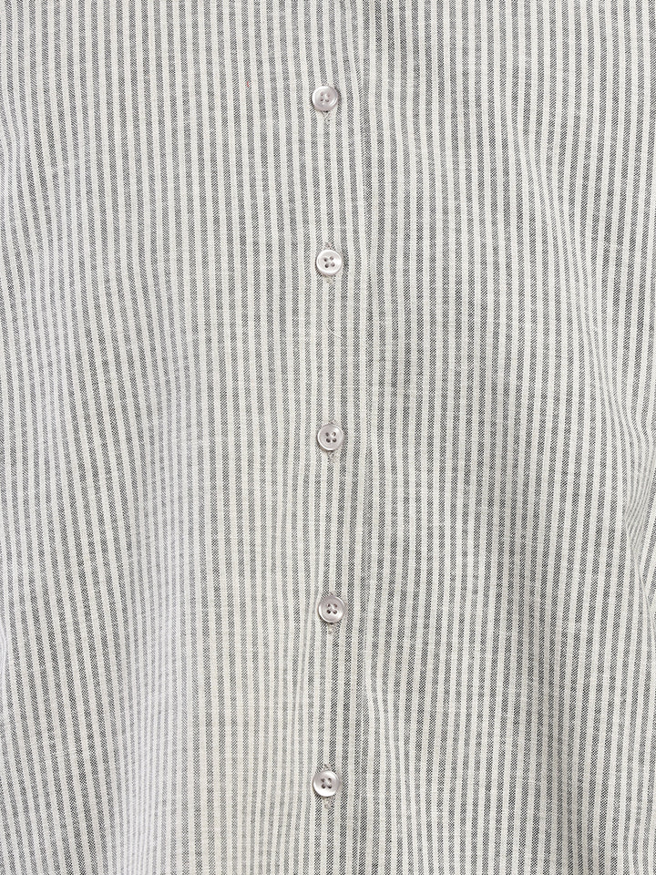 Women Beige & Black Striped Pure Cotton Relaxed Fit Casual Shirt