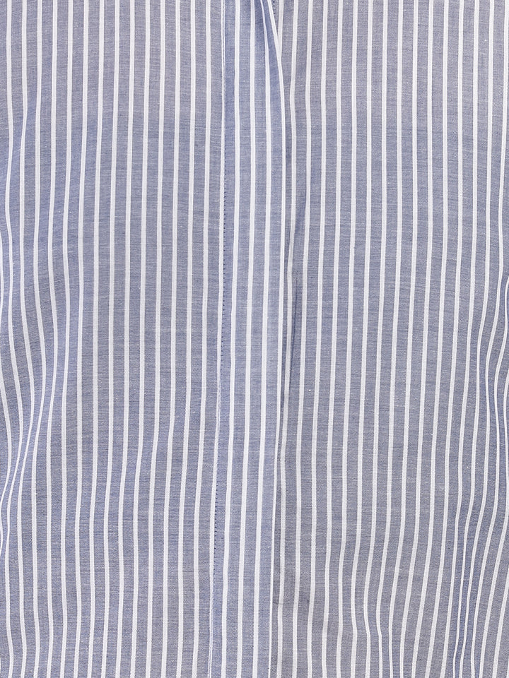 Women Navy & White Striped Pure Cotton Regular Fit Formal Shirt