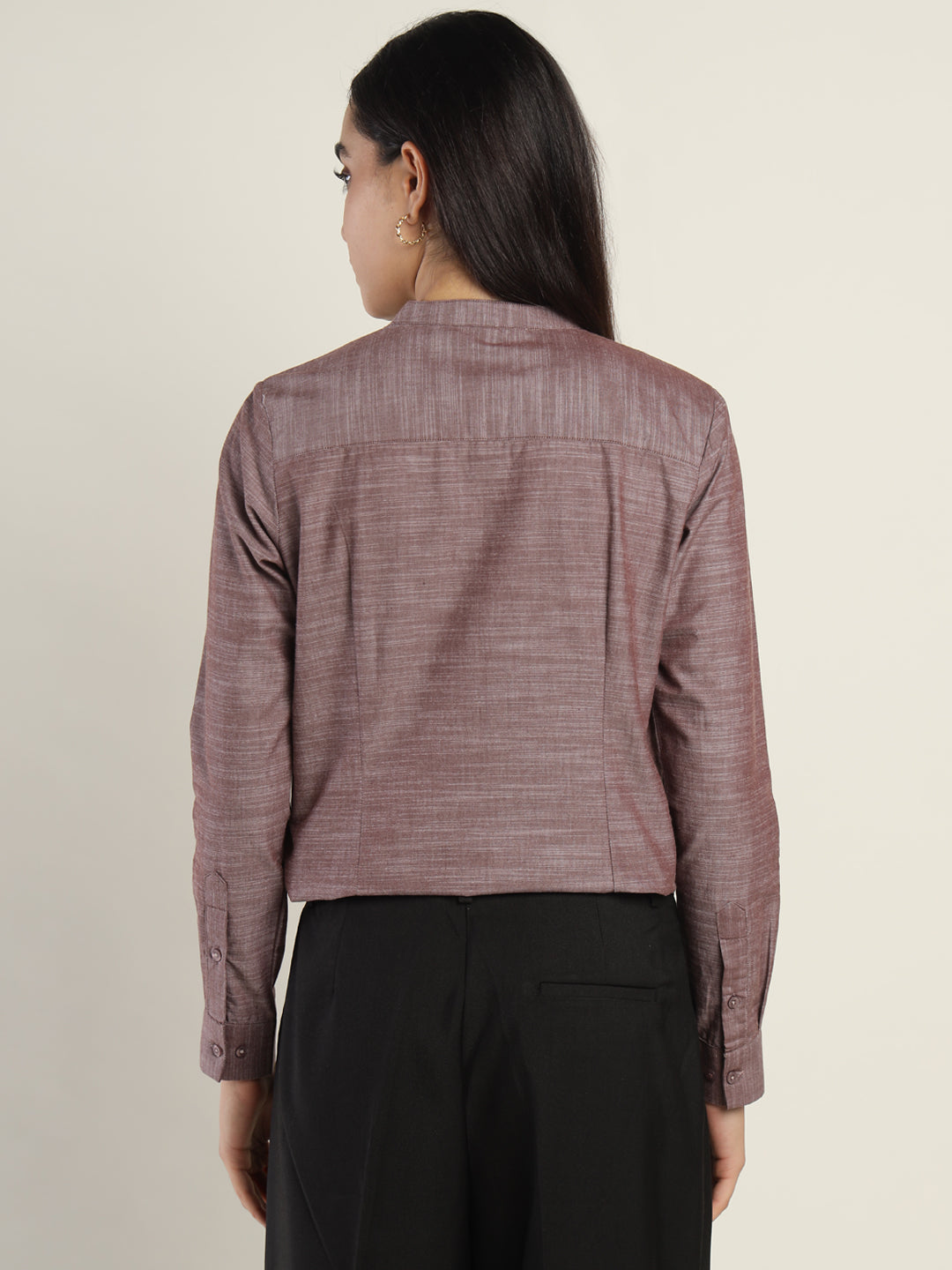 Hancock Women Brown Solid Pure Cotton Regular Fit Formal Top