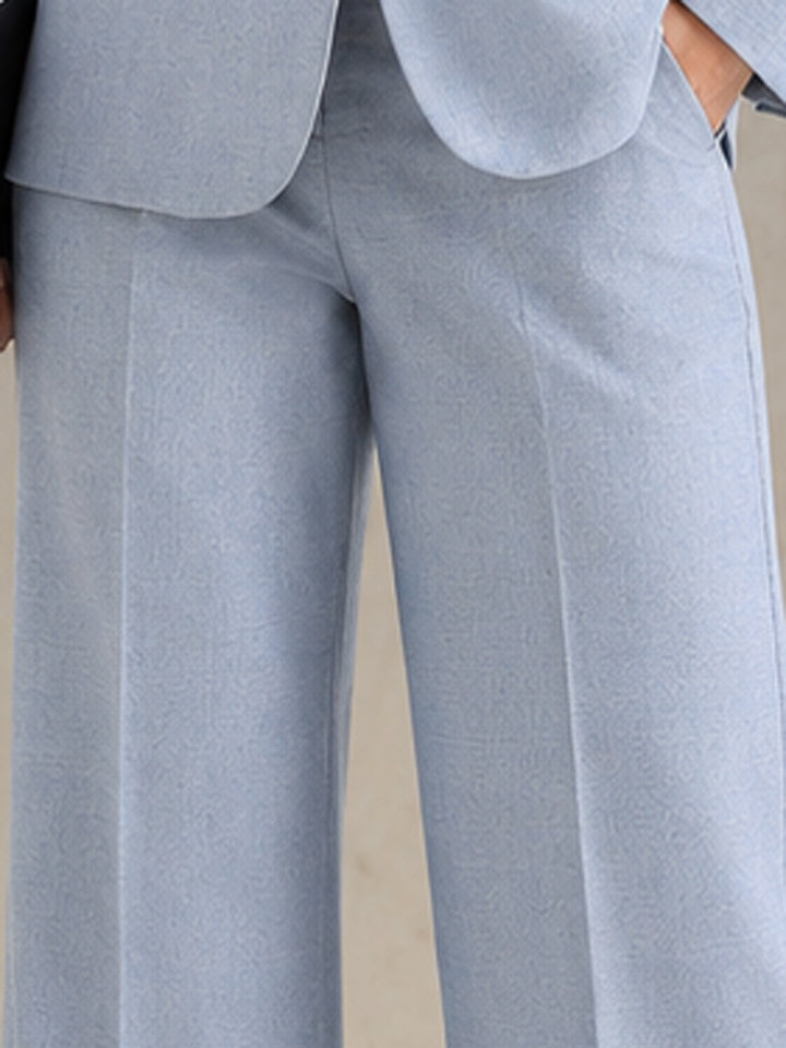 Hancock   Women   Blue   Checks   Viscose Rayon   Slim Fit   Formal   Suit Set