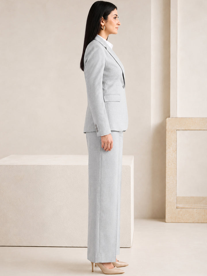 Hancock   Women   Grey   Checks   Viscose Rayon   Slim Fit   Formal   Suit Set