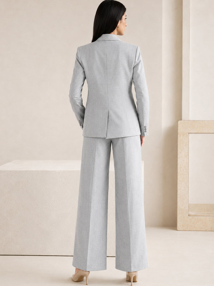 Hancock   Women   Grey   Checks   Viscose Rayon   Slim Fit   Formal   Suit Set