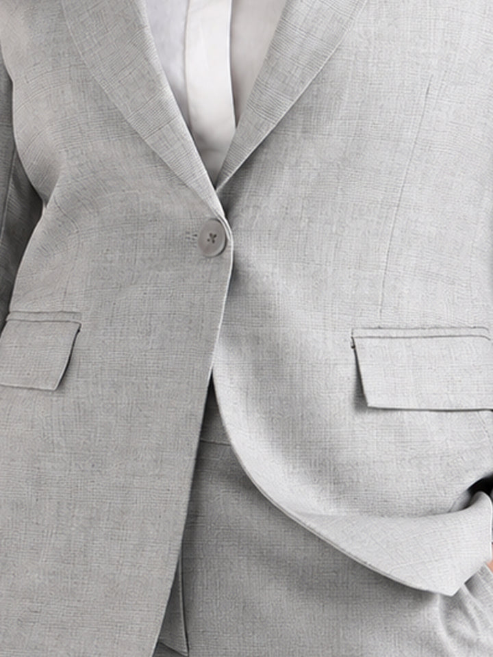 Hancock   Women   Grey   Checks   Viscose Rayon   Slim Fit   Formal   Suit Set