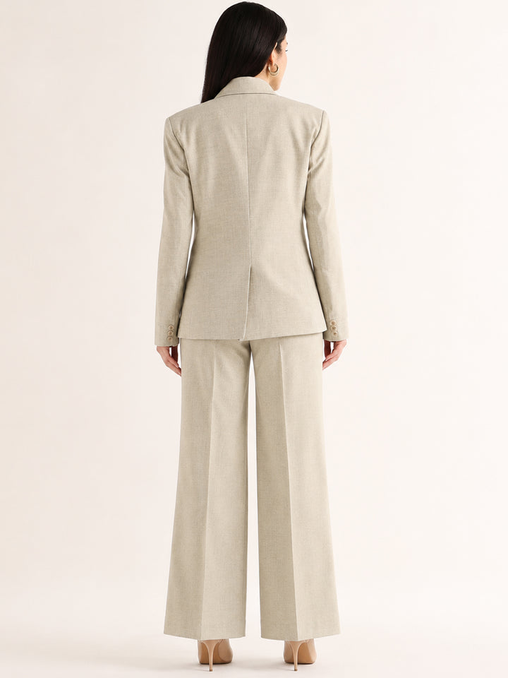 Hancock   Women   Beige   Solids   Viscose Rayon   Slim Fit   Formal   Suit Set