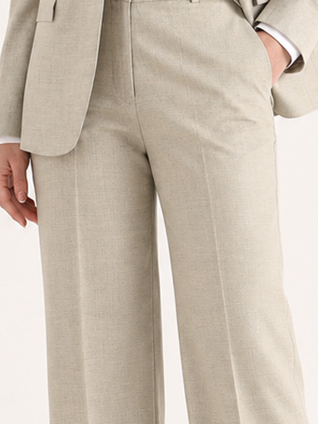 Hancock   Women   Beige   Solids   Viscose Rayon   Slim Fit   Formal   Suit Set