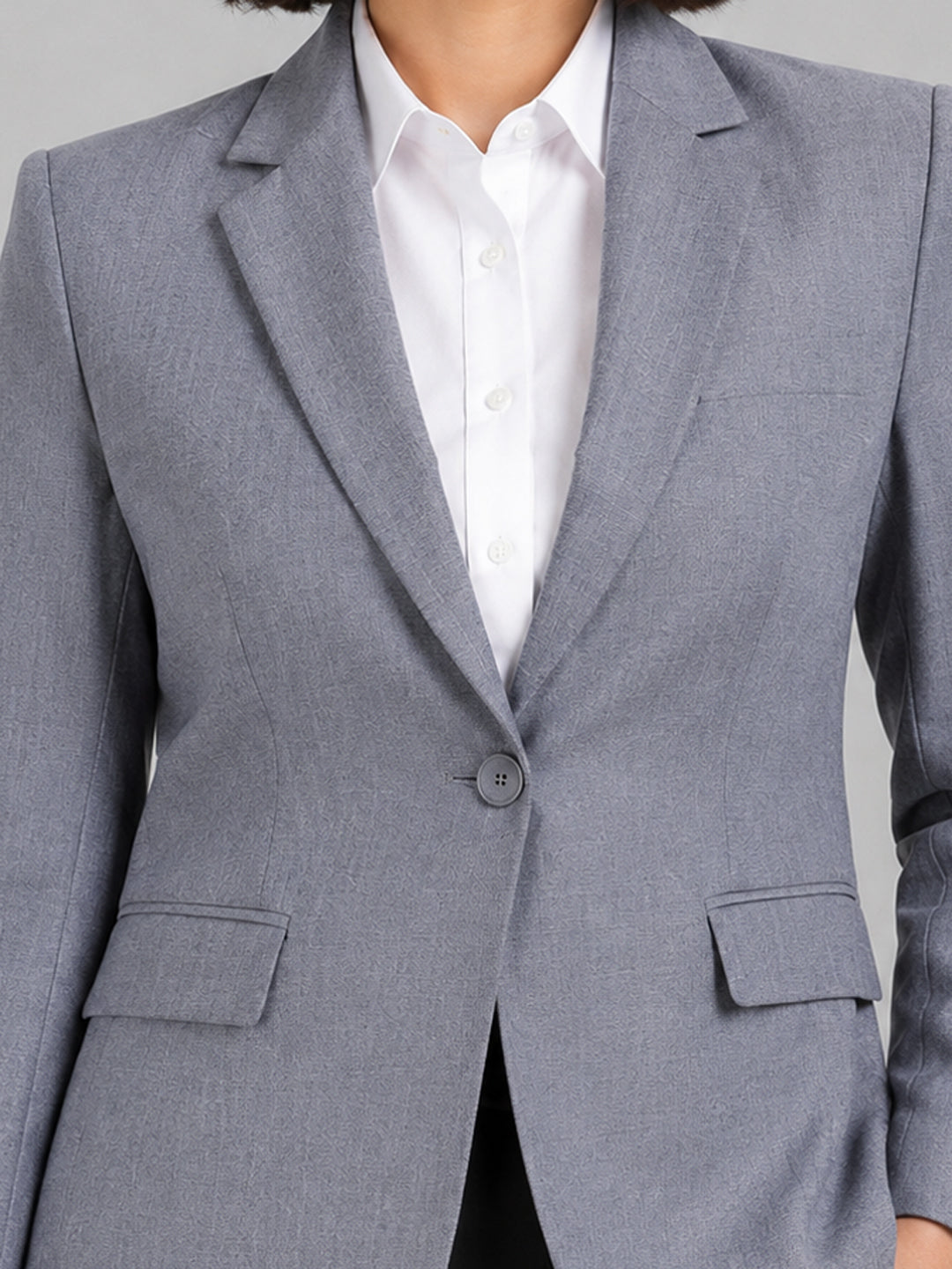 Hancock   Women   Bluish Grey & Black   Solids   Viscose Rayon   Slim Fit   Formal   Suit Set