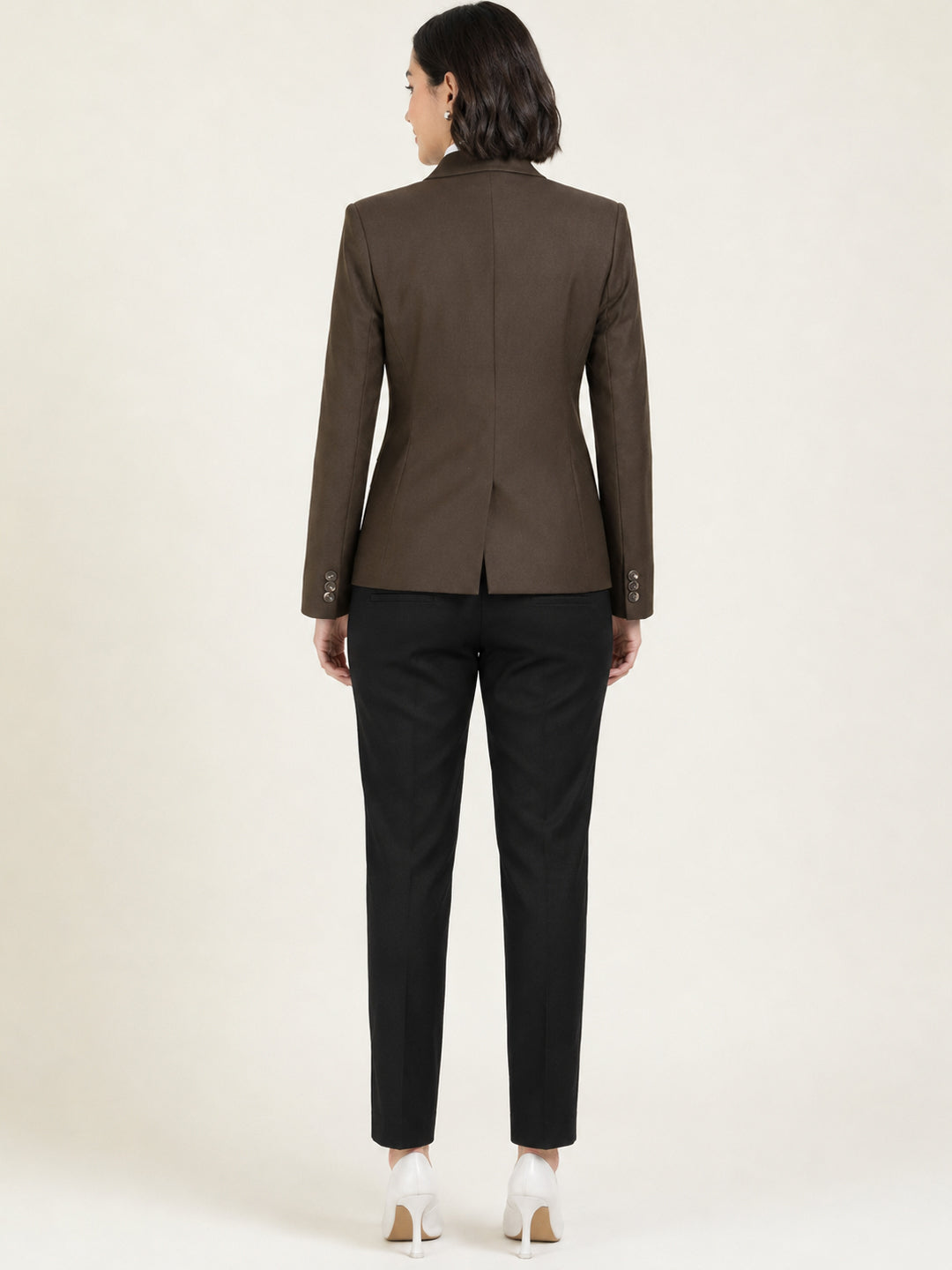 Hancock   Women   Brown & Black   Solids   Viscose Rayon   Slim Fit   Formal   Suit Set