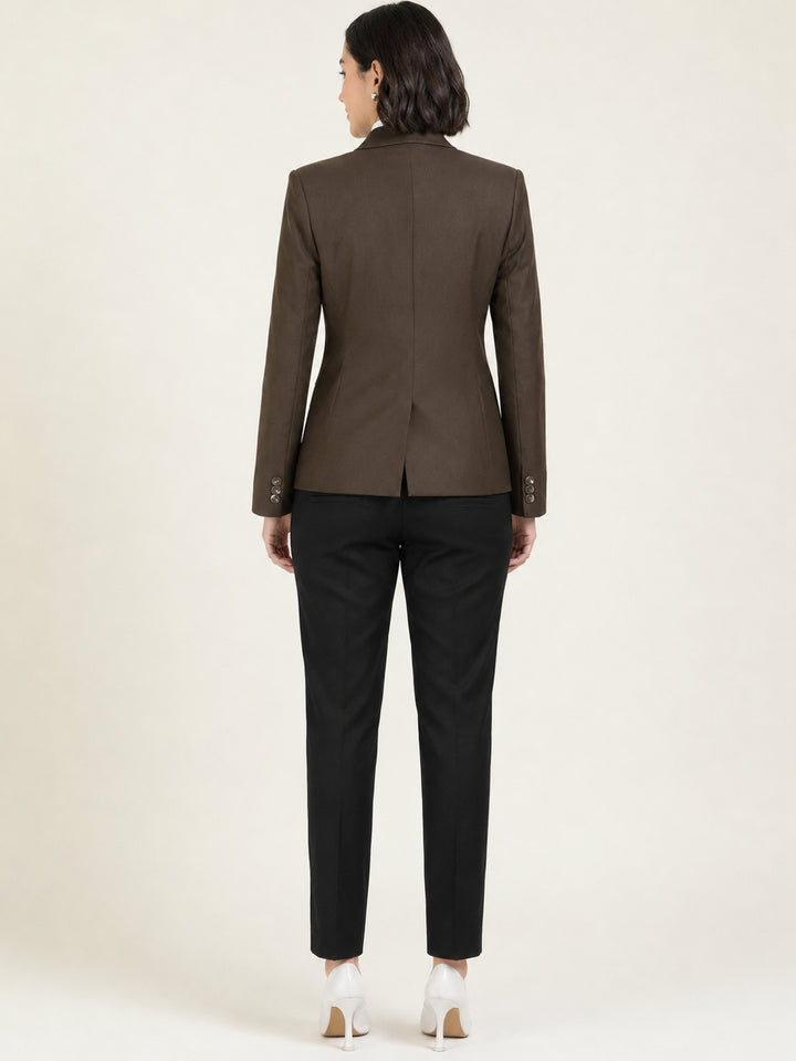 Hancock   Women   Brown & Black   Solids   Viscose Rayon   Slim Fit   Formal   Suit Set