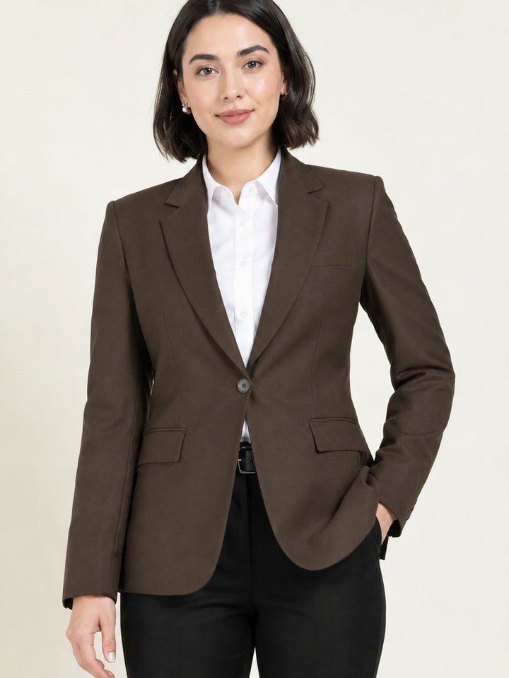 Hancock   Women   Brown & Black   Solids   Viscose Rayon   Slim Fit   Formal   Suit Set