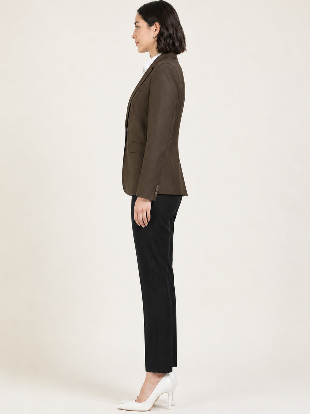 Hancock   Women   Brown & Black   Solids   Viscose Rayon   Slim Fit   Formal   Suit Set