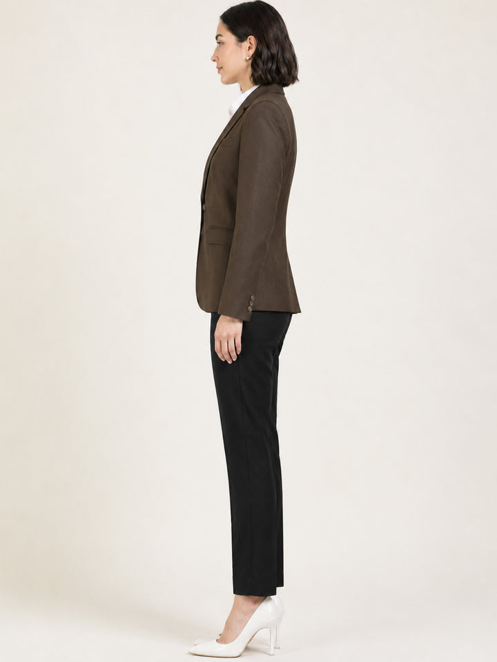 Hancock   Women   Brown & Black   Solids   Viscose Rayon   Slim Fit   Formal   Suit Set
