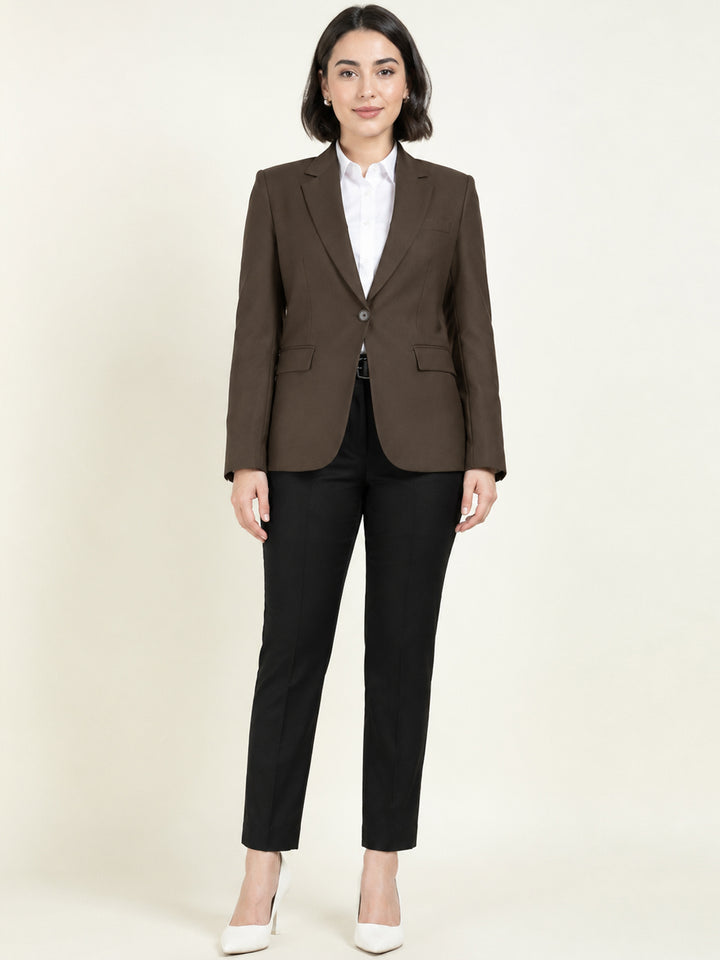 Hancock   Women   Brown & Black   Solids   Viscose Rayon   Slim Fit   Formal   Suit Set