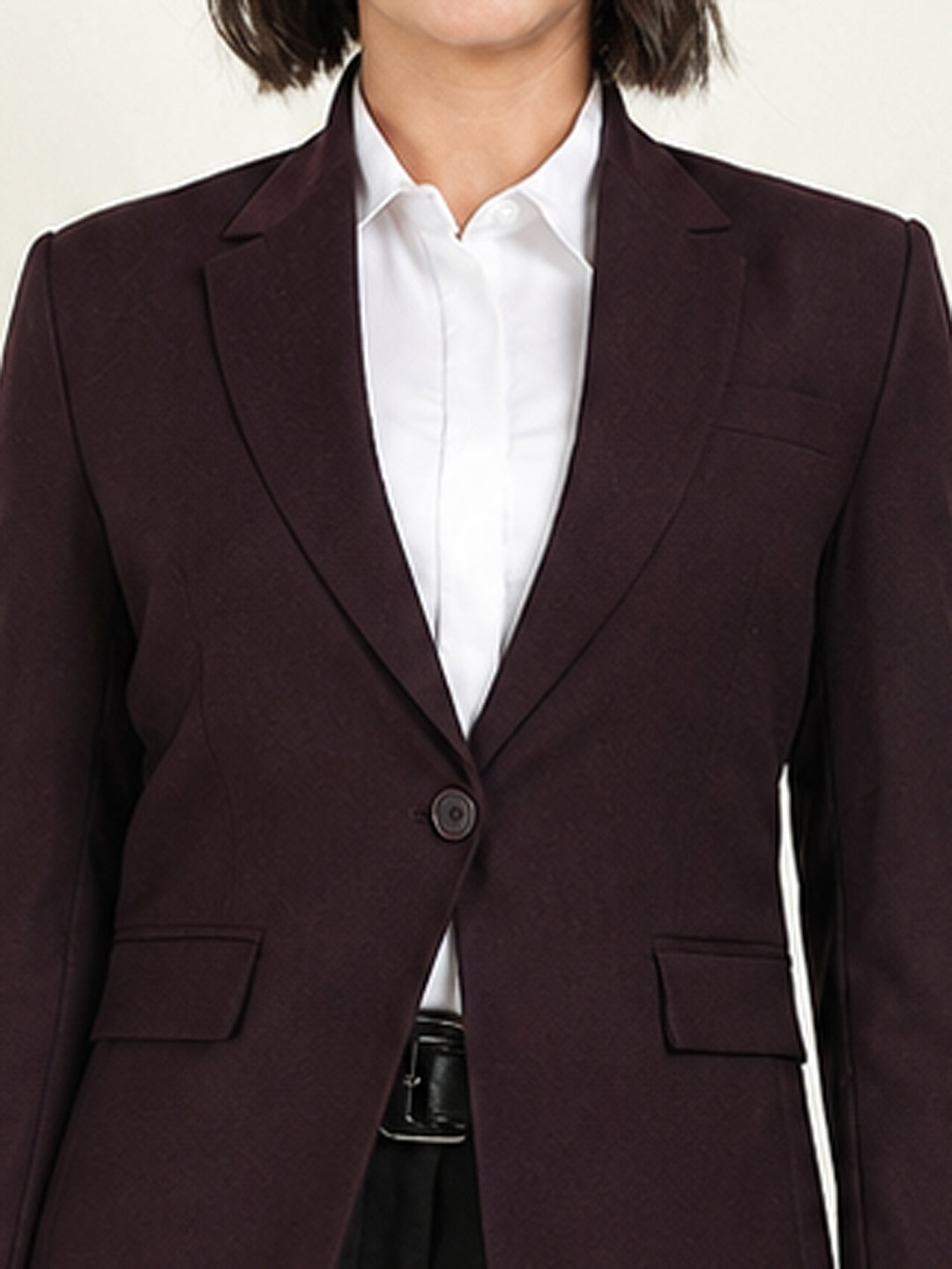 Hancock   Women   Burgundy & Black   Solids   Viscose Rayon   Slim Fit   Formal   Suit Set