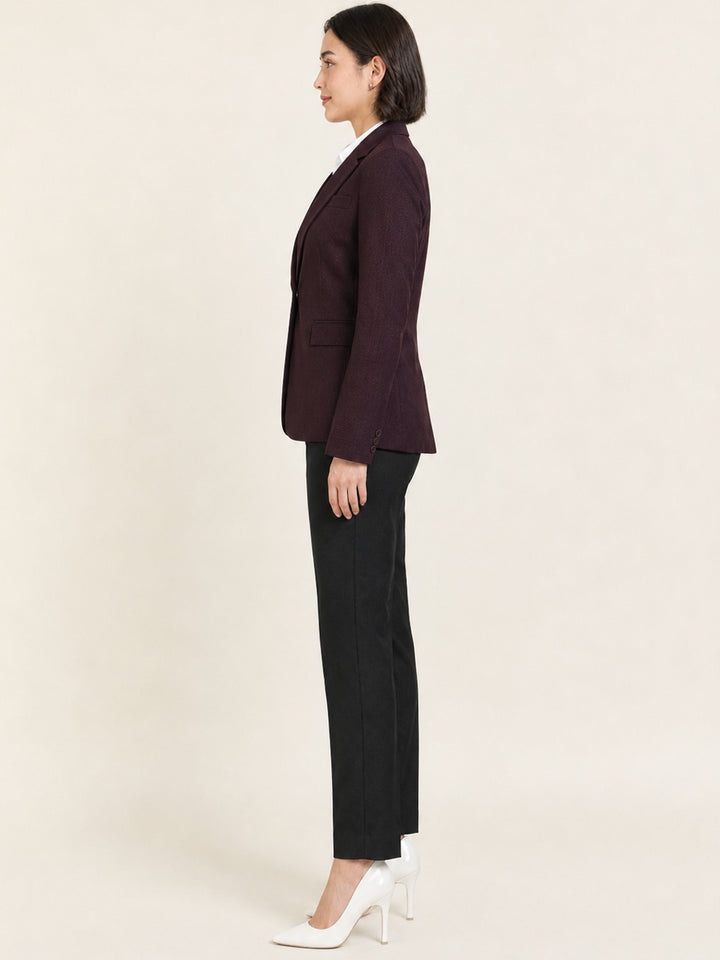 Hancock   Women   Burgundy & Black   Solids   Viscose Rayon   Slim Fit   Formal   Suit Set