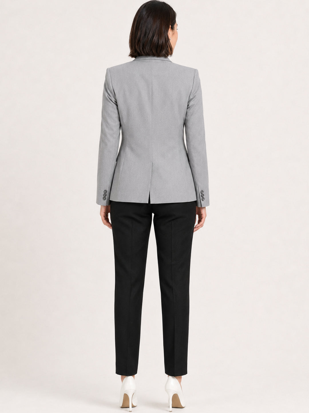 Hancock   Women   Grey & Black   Solids   Viscose Rayon   Slim Fit   Formal   Suit Set