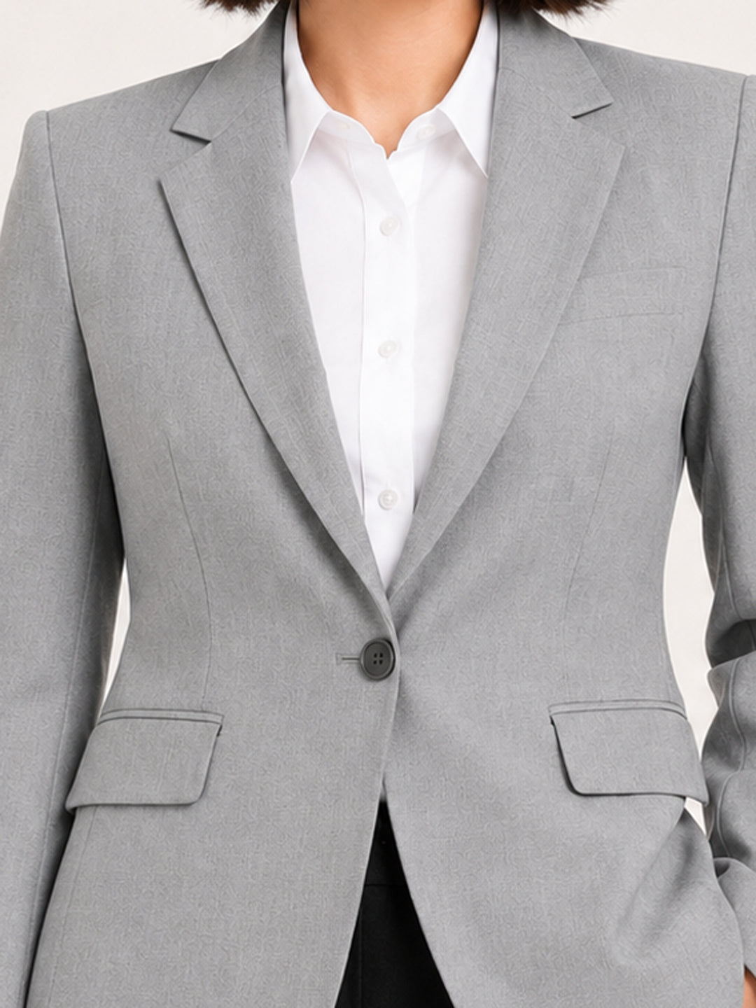 Hancock   Women   Grey & Black   Solids   Viscose Rayon   Slim Fit   Formal   Suit Set