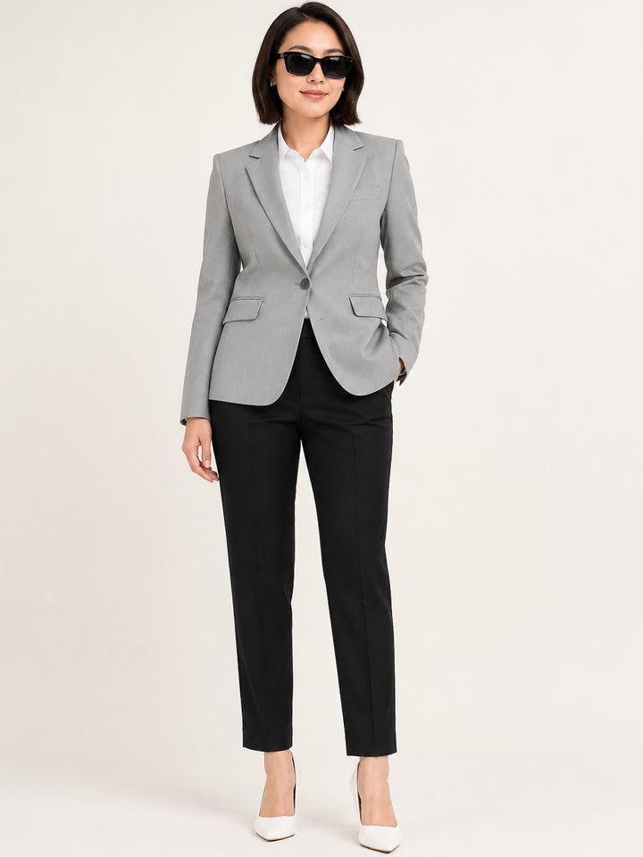 Hancock   Women   Grey & Black   Solids   Viscose Rayon   Slim Fit   Formal   Suit Set