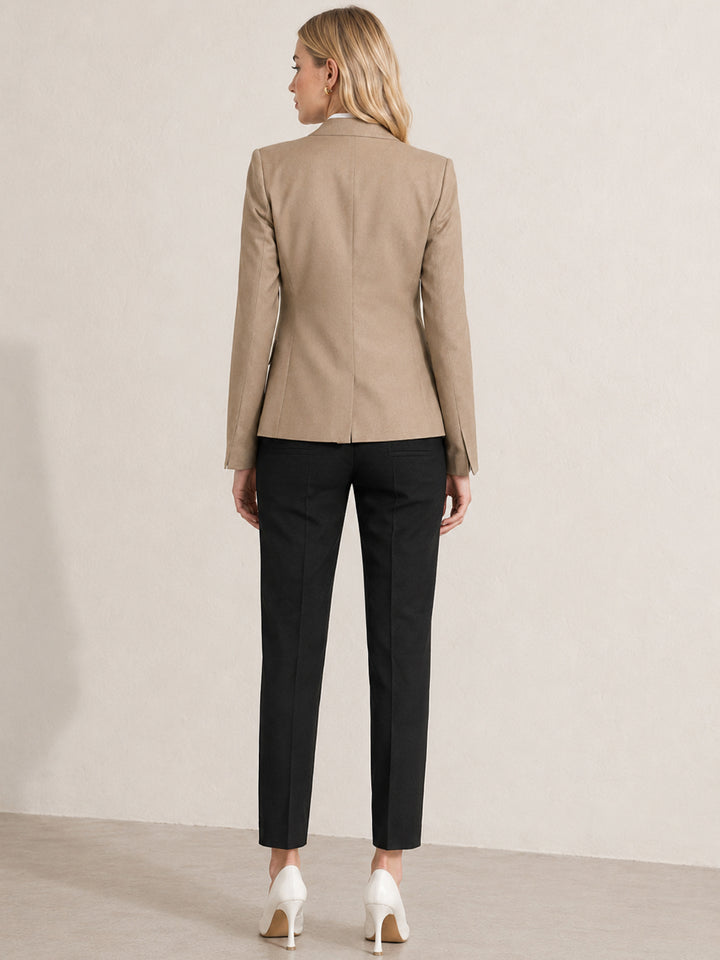 Hancock   Women   Khaki & Black   Solids   Viscose Rayon   Slim Fit   Formal   Suit Set