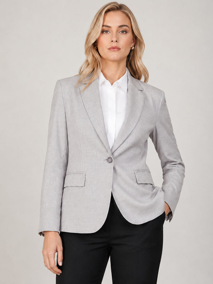Hancock   Women   Light Grey & Black   Solids   Viscose Rayon   Slim Fit   Formal   Suit Set