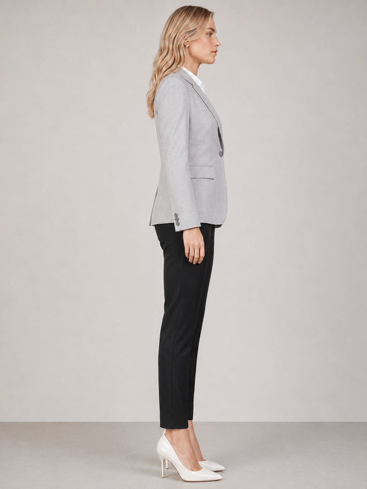 Hancock   Women   Light Grey & Black   Solids   Viscose Rayon   Slim Fit   Formal   Suit Set