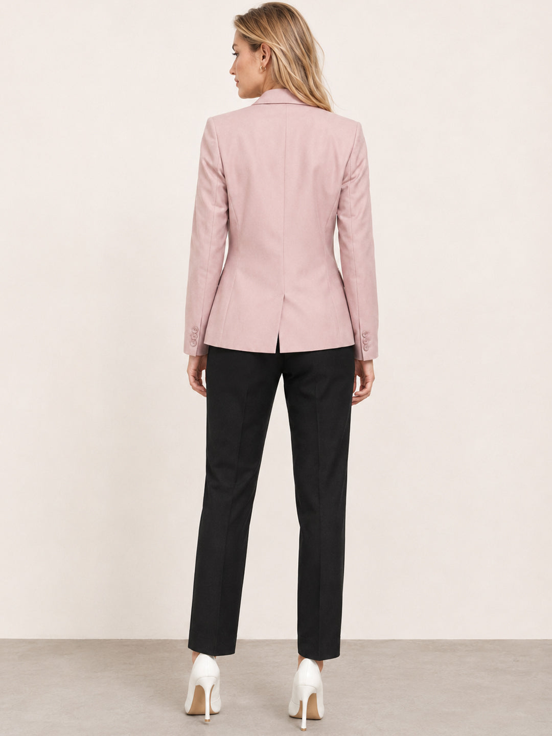 Hancock   Women   Pink & Black   Solids   Viscose Rayon   Slim Fit   Formal   Suit Set