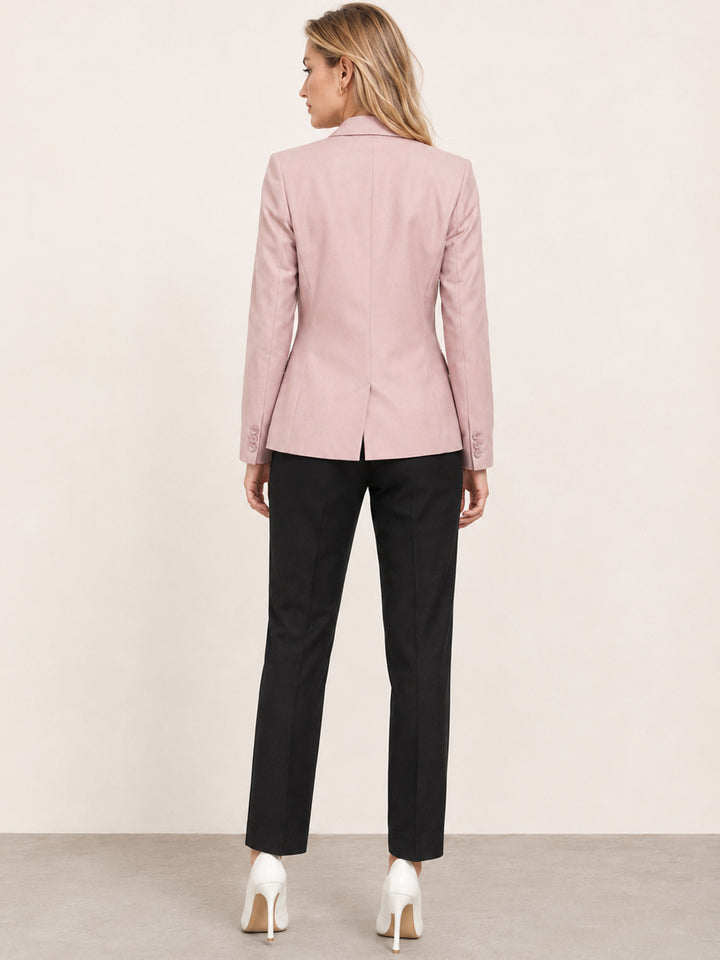 Hancock   Women   Pink & Black   Solids   Viscose Rayon   Slim Fit   Formal   Suit Set