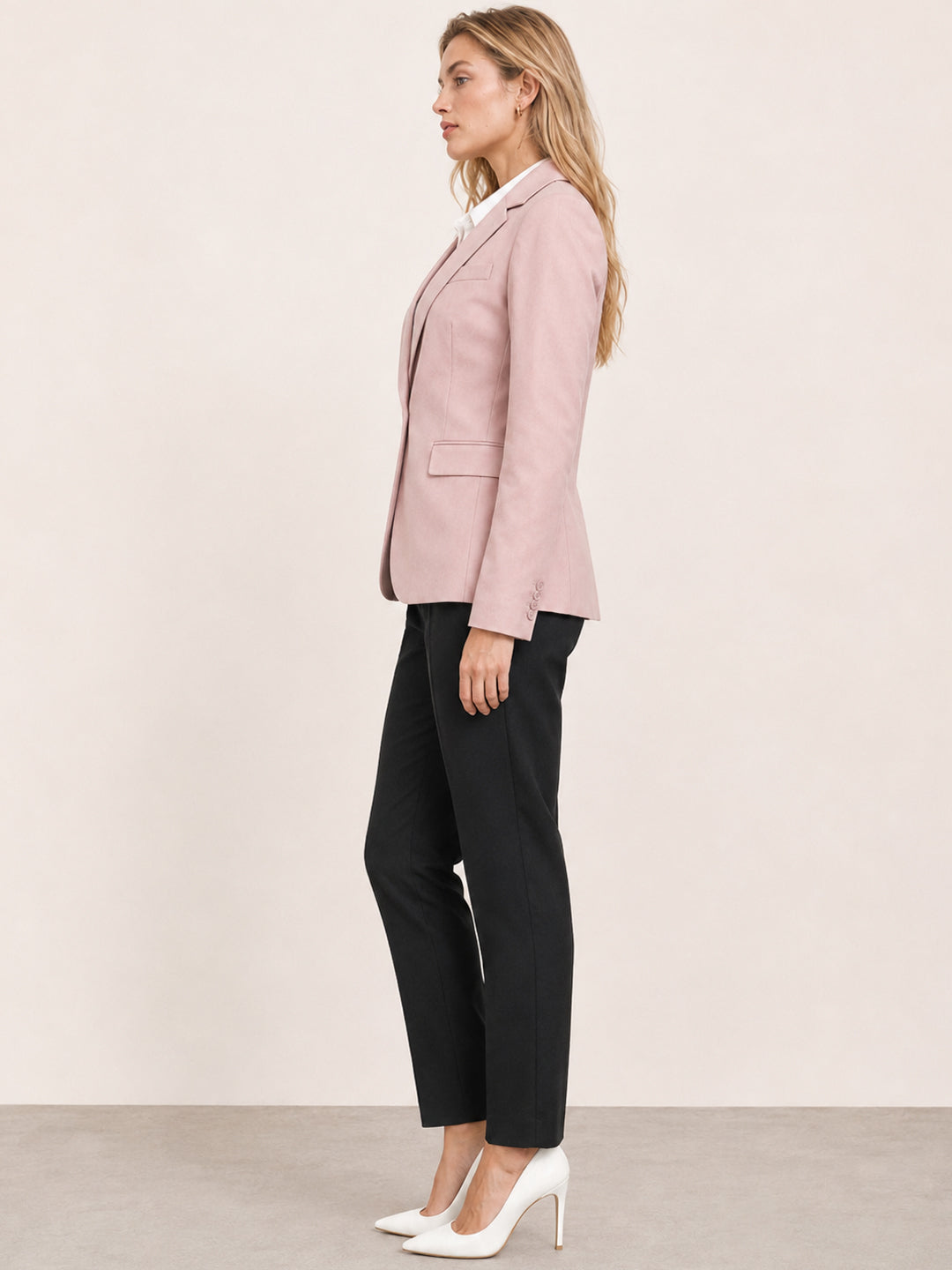 Hancock   Women   Pink & Black   Solids   Viscose Rayon   Slim Fit   Formal   Suit Set