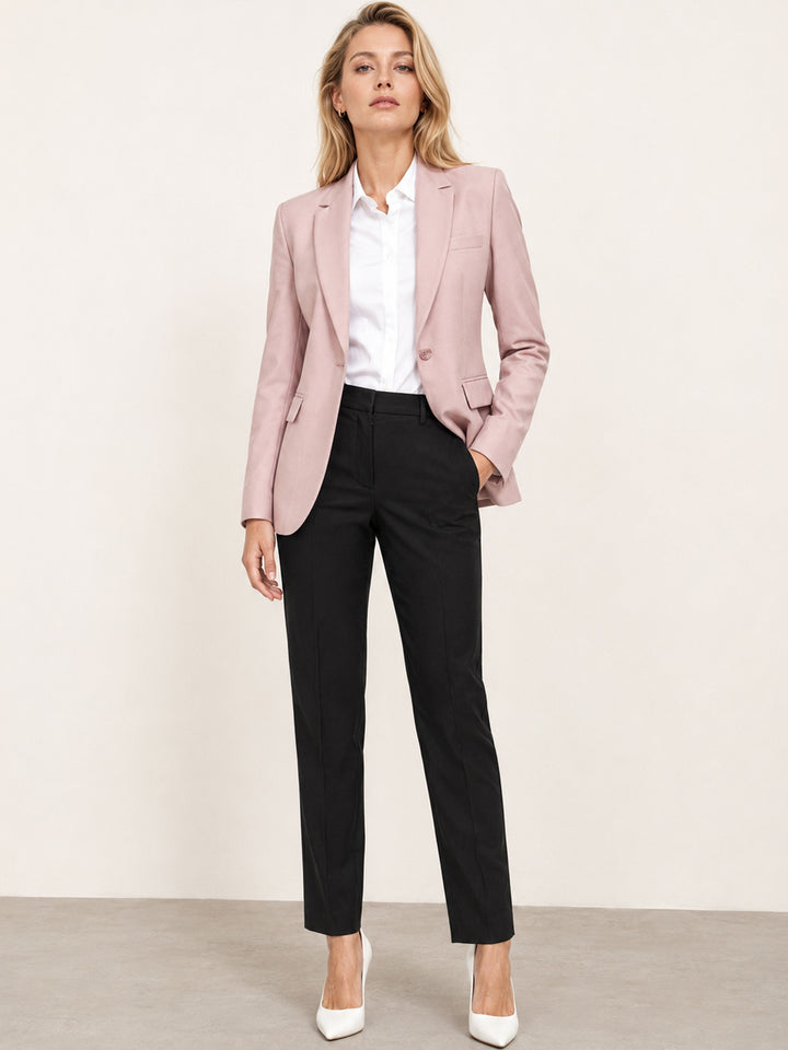 Hancock   Women   Pink & Black   Solids   Viscose Rayon   Slim Fit   Formal   Suit Set