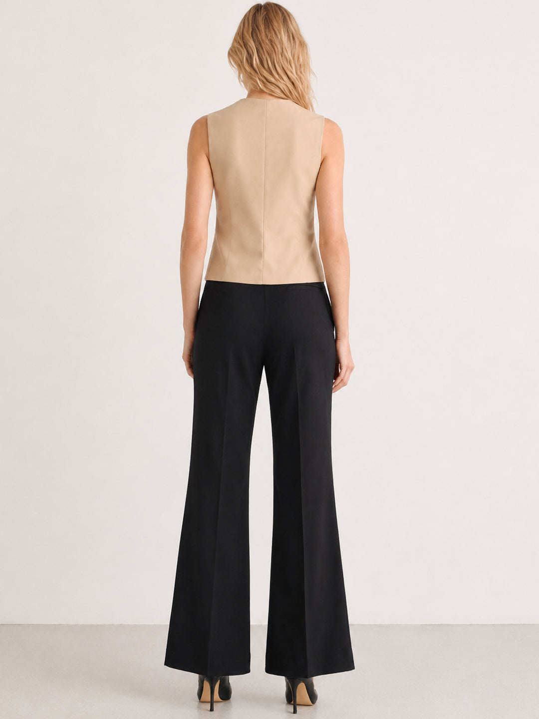 Hancock   Women   Beige & Black   Solids   Viscose Rayon   Slim Fit   Formal   Suit Set