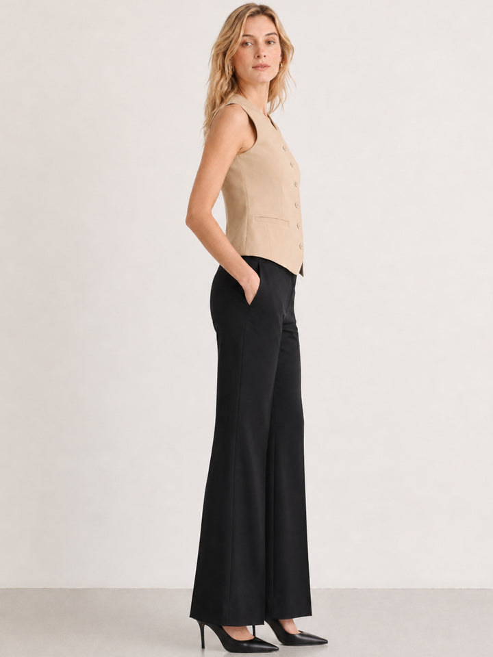 Hancock   Women   Beige & Black   Solids   Viscose Rayon   Slim Fit   Formal   Suit Set