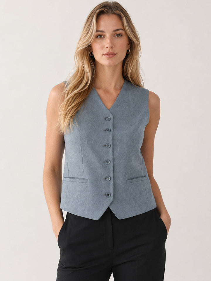 Hancock   Women   Bluish Grey & Black   Solids   Viscose Rayon   Slim Fit   Formal   Suit Set