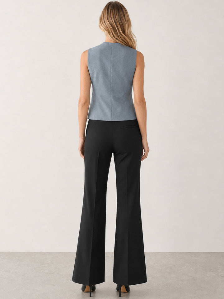 Hancock   Women   Bluish Grey & Black   Solids   Viscose Rayon   Slim Fit   Formal   Suit Set