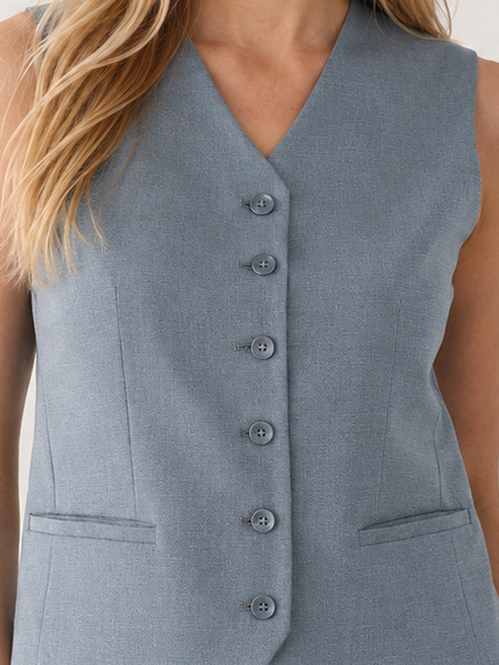 Hancock   Women   Bluish Grey & Black   Solids   Viscose Rayon   Slim Fit   Formal   Suit Set