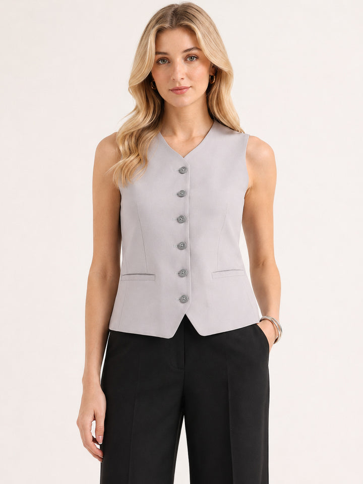 Hancock   Women   Light Grey & Black   Solids   Viscose Rayon   Slim Fit   Formal   Suit Set