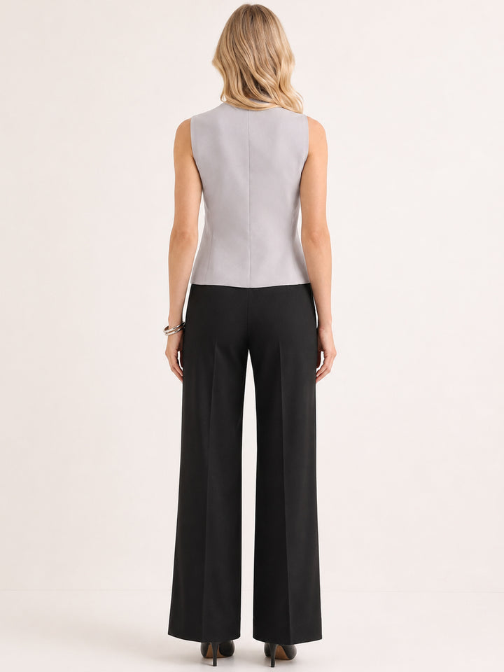 Hancock   Women   Light Grey & Black   Solids   Viscose Rayon   Slim Fit   Formal   Suit Set