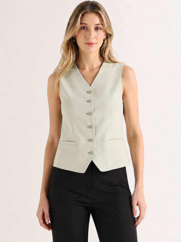 Hancock   Women   Light Green & Black   Solids   Viscose Rayon   Slim Fit   Formal   Suit Set