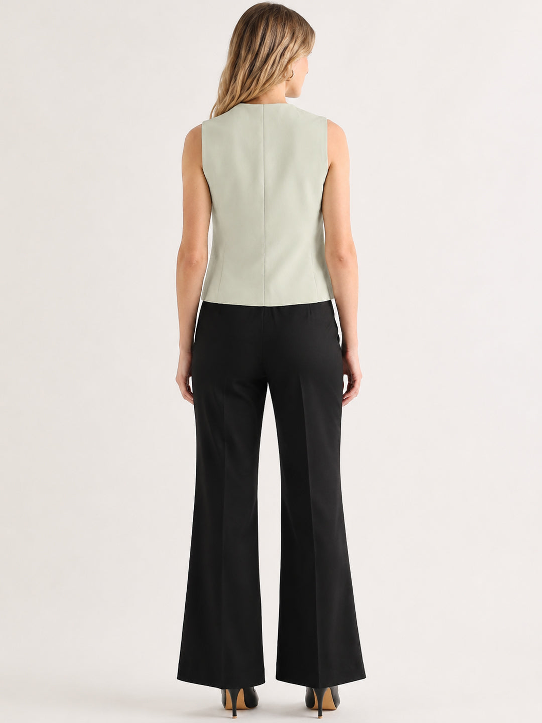 Hancock   Women   Light Green & Black   Solids   Viscose Rayon   Slim Fit   Formal   Suit Set