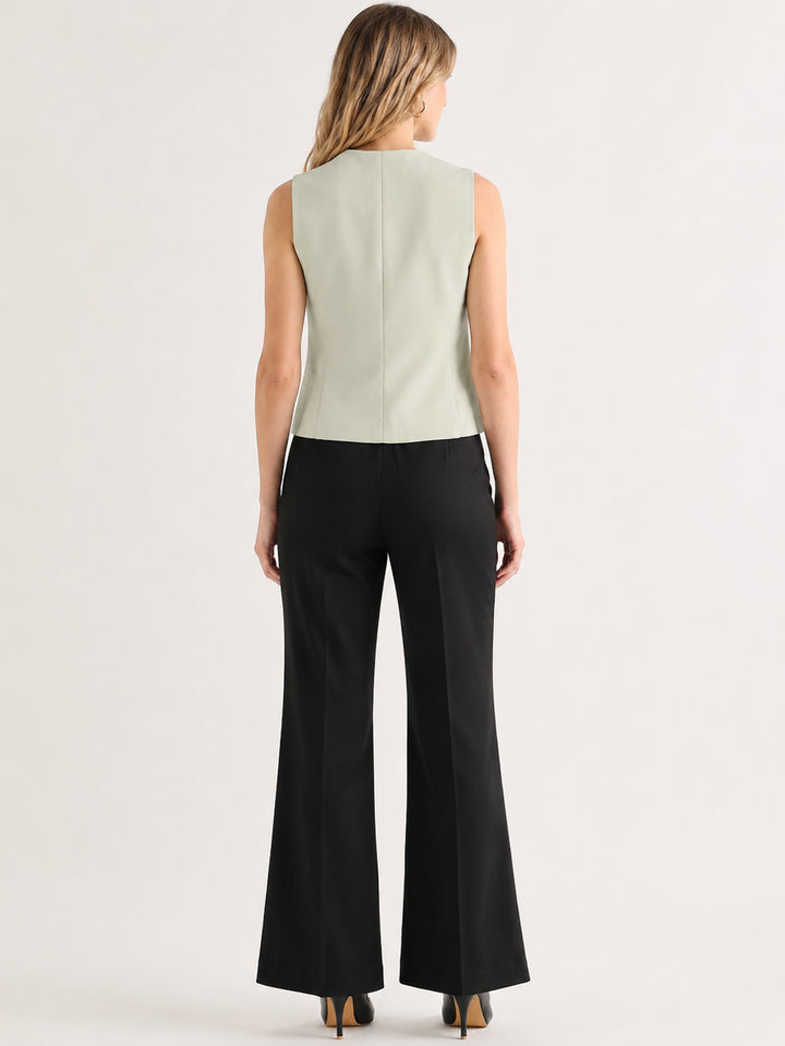 Hancock   Women   Light Green & Black   Solids   Viscose Rayon   Slim Fit   Formal   Suit Set