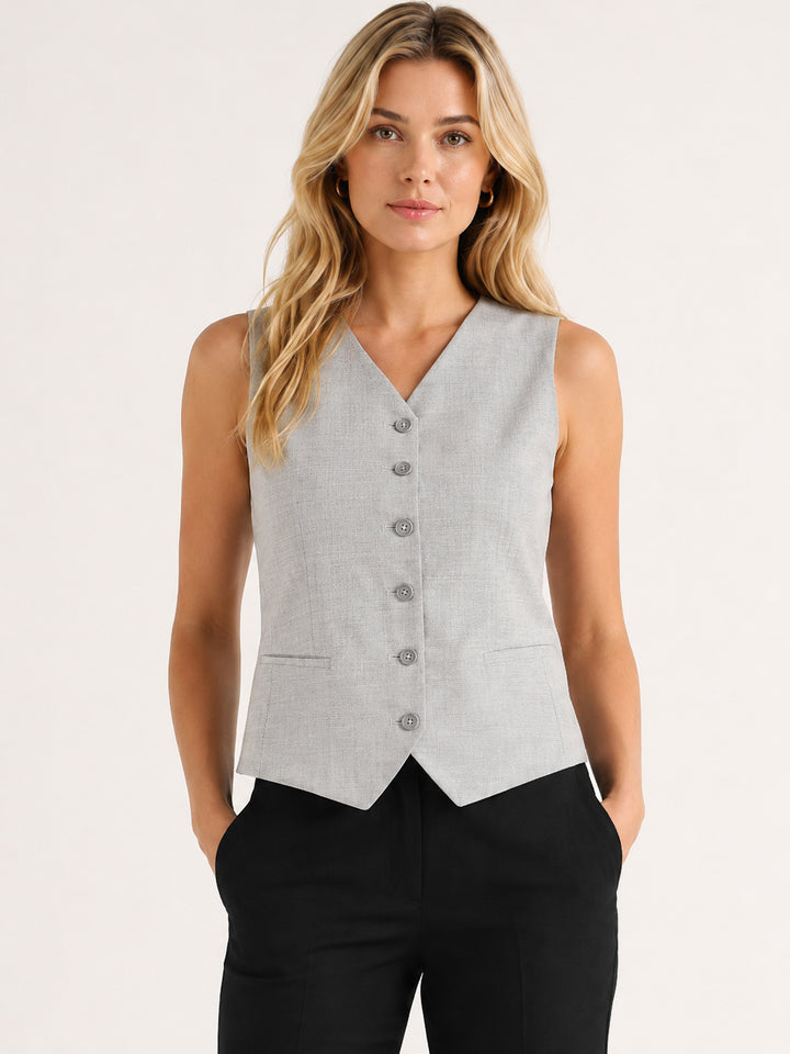 Hancock   Women   Light Grey & Black   Solids   Viscose Rayon   Slim Fit   Formal   Suit Set